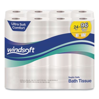 Premium Bath Tissue, Septic Safe, 2-Ply, White, 4 x 3.9, 284 Sheets/Roll, 24 Rolls/Carton1