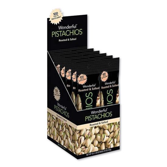 Wonderful Pistachios, Roasted and Salted, 1.25 oz Tube, 12/Box1