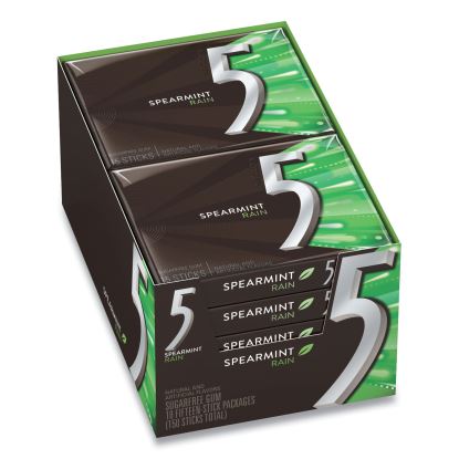 5 Gum, Spearmint Rain, 15 Sticks/Pack, 10 Packs/Box1