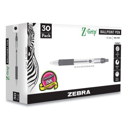 Z-Grip Ballpoint Pen, Retractable, Medium 0.7 mm, Black Ink, Black Tinted Barrel, 30/Pack1