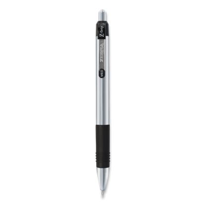 Z-Grip Metal Ballpoint Pen, Retractable, Medium 1 mm, Black Ink, Silver Barrel, 12/Pack1