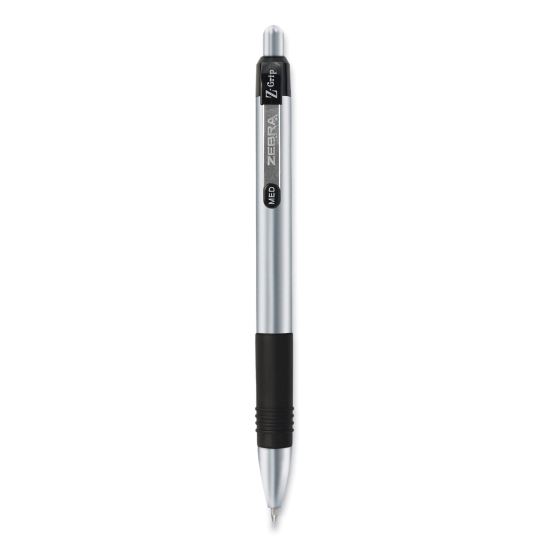 Z-Grip Metal Ballpoint Pen, Retractable, Medium 1 mm, Black Ink, Silver Barrel, 12/Pack1