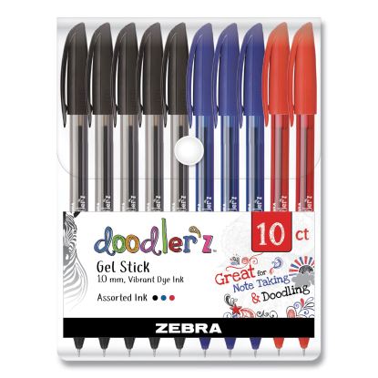 Doodler'z Gel Pen, Stick, Bold 1 mm, Assorted Ink and Barrel Colors, 10/Pack1