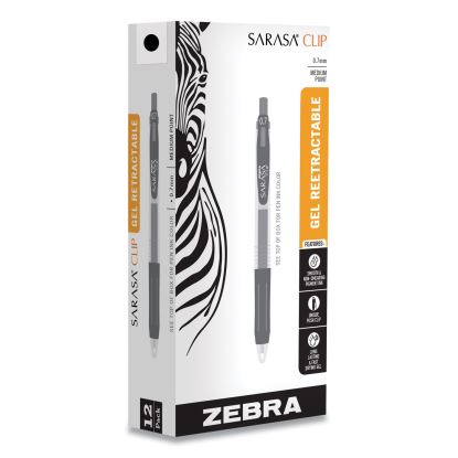 Sarasa Clip Gel Pen, Retractable, Medium 0.7 mm, Black Ink, Clear Barrel, 12/Pack1