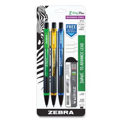 Z-Grip Plus Mechanical Pencil, 0.7 mm, HB (#2), Black Lead, Assorted Barrel Colors, 3/Pack1