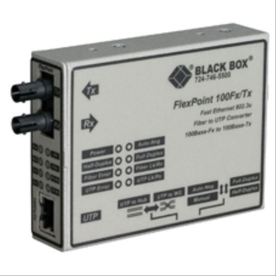 Picture of Black Box LMC213A-MMST-R2 network media converter 100 Mbit/s 1300 nm Multi-mode Black, White