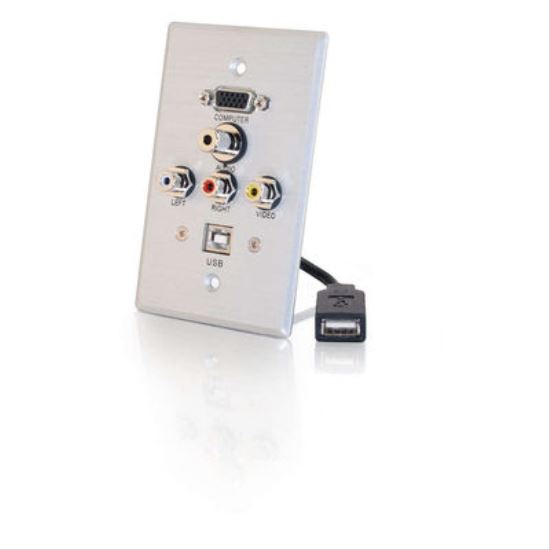 C2G Single Gang HD15 + 3.5mm + RCA A/V + USB Wall Plate1