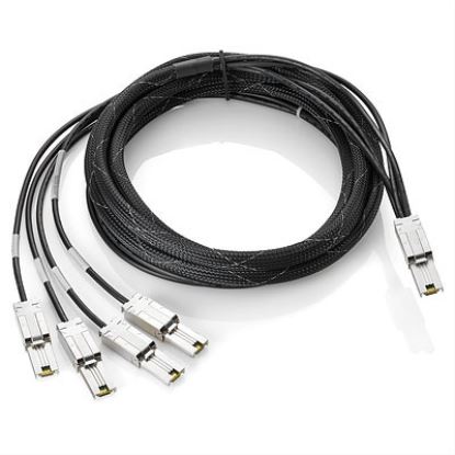 Picture of Hewlett Packard Enterprise StorageWorks 4m External Mini-SAS to 4x1 Mini-SAS Cable 157.5" (4 m) Black