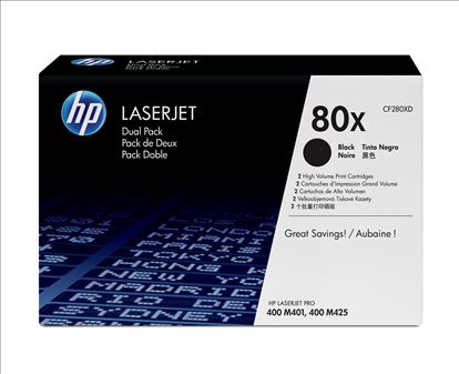 HP 80X 2-pack High Yield Black Original LaserJet Toner Cartridges1