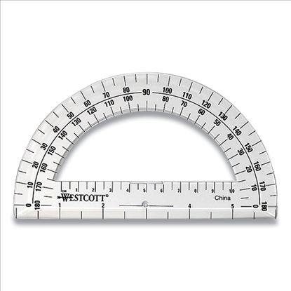 180 Degree Protractor, Plastic, 6" Ruler Edge/180 Degree, Clear1