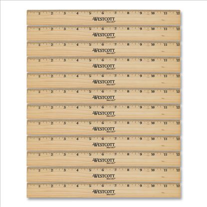 Beveled Wood Ruler, Standard, 12" Long, Natural Hardwood, 12/Pack1