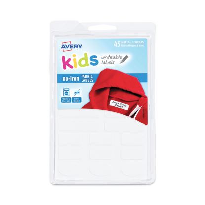 Avery Kids No-Iron Fabric Labels, 6 x 4, White, 15 Labels/Sheet, 3 Sheets/Pack1