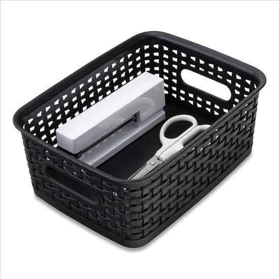 Plastic Weave Bin, Small, 10" x 7.5" x 4", Black1