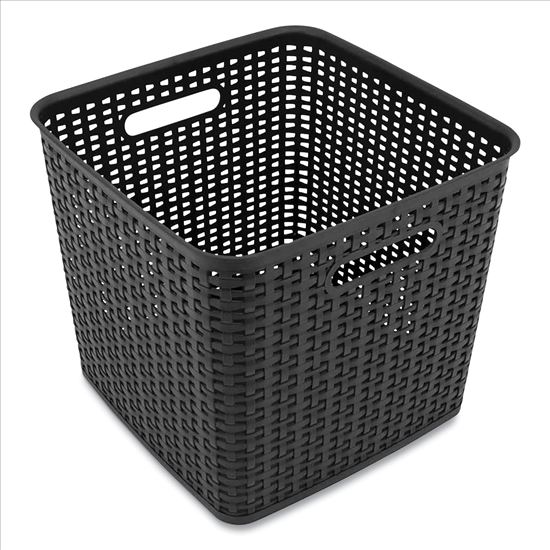 Plastic Weave Bin, Extra Large, 12.6" x 11.1" x 16.6", Black1