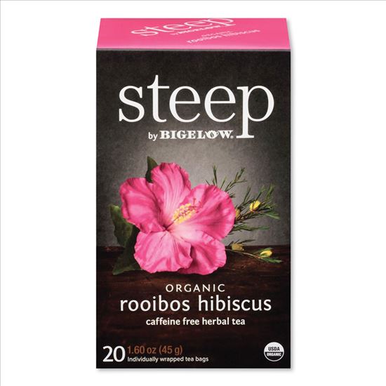 Steep Tea, Rooibos Hibiscus Herbal Tea, 0.08 oz Tea Bag, 20/Box1