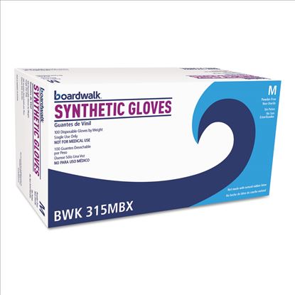 Powder-Free Synthetic Vinyl Gloves, Medium, Beige, 4 mil, 100/Box1