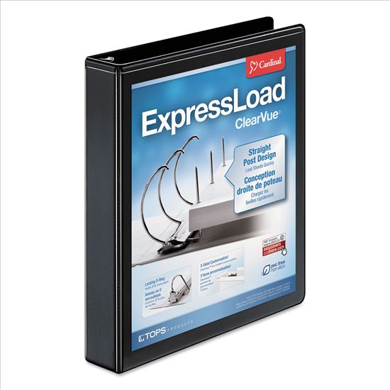 ExpressLoad ClearVue Locking D-Ring Binder, 3 Rings, 1.5" Capacity, 11 x 8.5, Black1