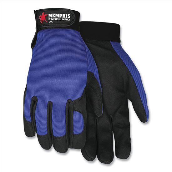 Clarino Synthetic Leather Palm Mechanics Gloves, Blue/Black, Medium1