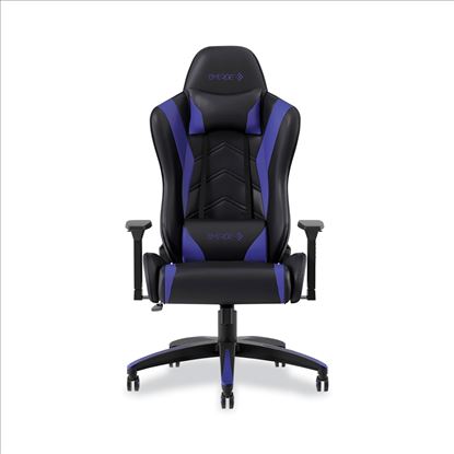 Vartan Bonded Leather Gaming Chair, Supports Up to 275 lbs, Blue/Black Seat, Blue/Black Back, Black Base1