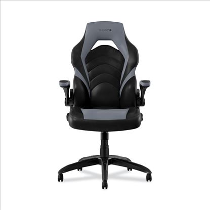 Vortex Bonded Leather Gaming Chair, Supports Up to 301 lbs, 17.9" to 21.6" Seat Height, Gray/Black Back, Black Base1