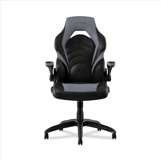 Vortex Bonded Leather Gaming Chair, Supports Up to 301 lbs, 17.9" to 21.6" Seat Height, Gray/Black Back, Black Base1