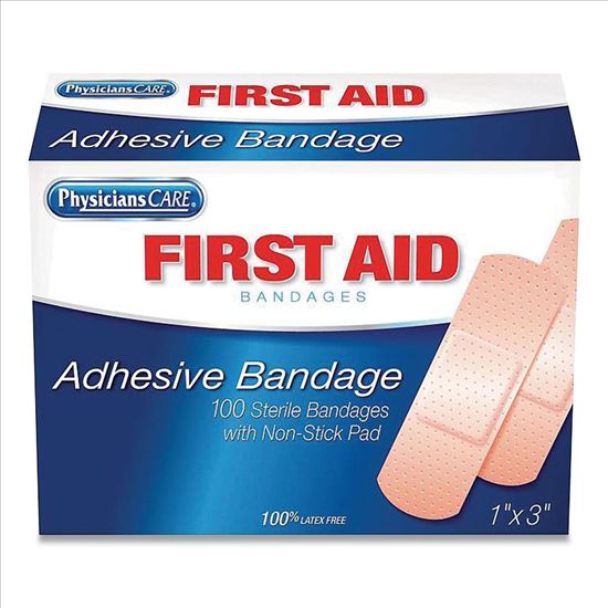 Adhesive Plastic Bandages, 1 x 3, 100/Box1