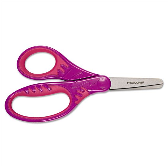 Kids/Student Softgrip Scissors, Rounded Tip, 5" Long, 1.75" Cut Length, Randomly Assorted Straight Handles1