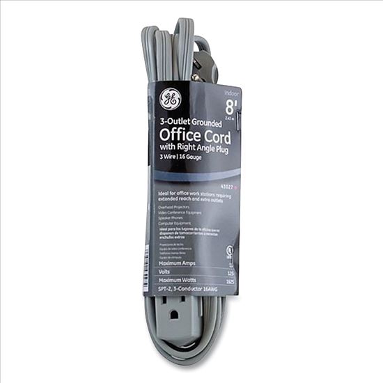 Three Outlet Power Strip, 8 ft Cord, Gray1