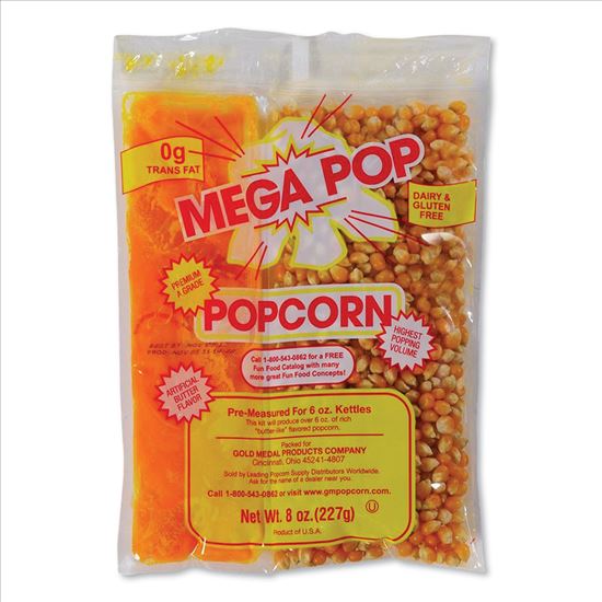 Mega Pop Popcorn, Butter, 8 oz Bag, 36 Bags/Carton1