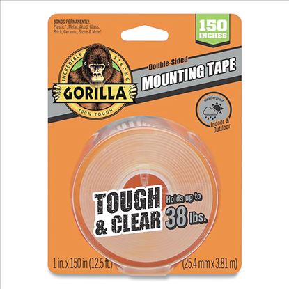 Tough & Clear Double-Sided Mounting Tape, Permanent, Holds Up to 0.25 lb per Inch, 1" x 12.5 ft, Clear1