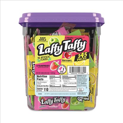 Laffy Taffy, Assorted Flavors, 3.08 lb Tub, 145 Wrapped Pieces/Tub, Delivered in 1-4 Business Days1