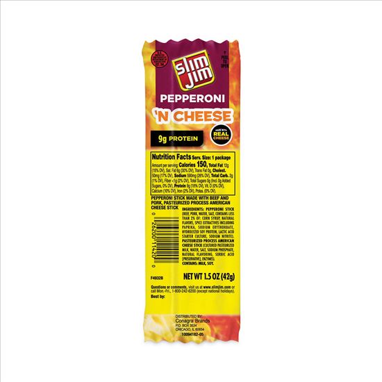 Pepperoni and Cheese Meat Sticks, 1.5 oz, 18/Box, Delivered in 1-4 Business Days1