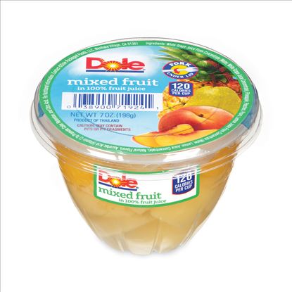 Mixed Fruit in 100% Fruit Juice Cups, Peaches/Pears/Pineapple, 7 oz Cup, 12/Box, Delivered in 1-4 Business Days1