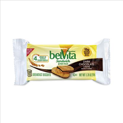 belVita Breakfast Biscuits, Dark Chocolate Creme Breakfast Sandwich, 1.76 oz Pack, 25 Pks/Box, Delivered in 1-4 Business Days1