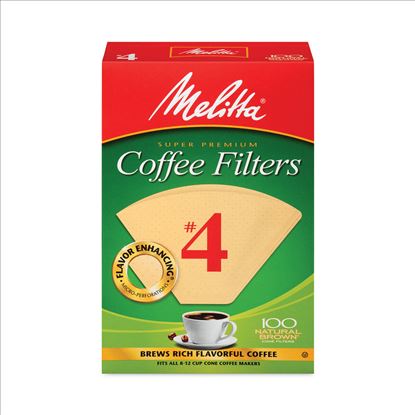 Melitta Coffee Filters, #4,  8 to 12 Cup Size, Cone Style, 100 Filters/Pack, 3/Pack, Delivered in 1-4 Business Days1