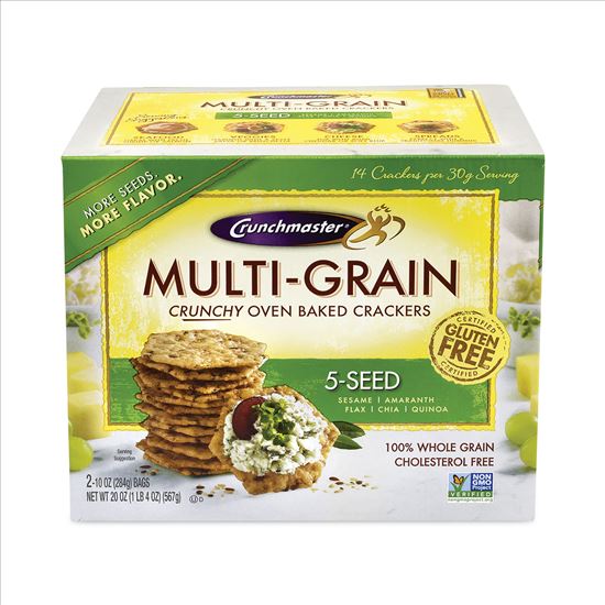 5-Seed Multi-Grain Crunchy Oven Baked Crackers, Whole Wheat, 10 oz Bag, 2 Bags/Box, Delivered in 1-4 Business Days1