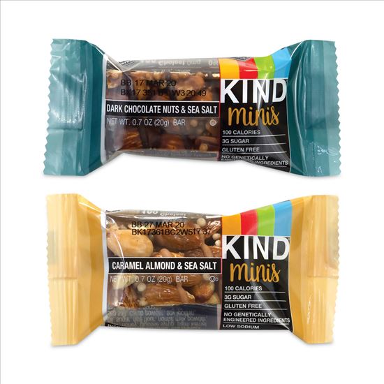 Minis, Dark Chocolate Nuts Sea Salt/Caramel Almond Nuts Sea Salt, 0.7 oz Bar, 32 Bars/Box, Delivered in 1-4 Business Days1