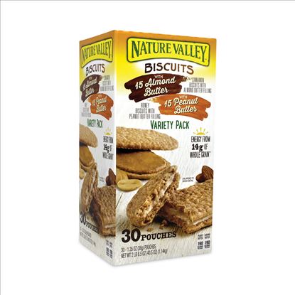 Biscuits, Cinnamon with Almond Butter/Honey with Peanut Butter, 1.35 oz Pouch, 30 Count, Delivered in 1-4 Business Days1