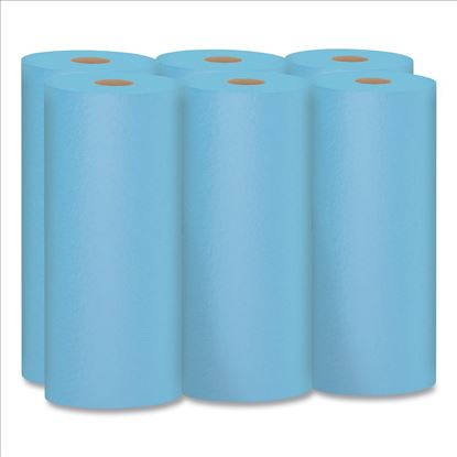 Shop Towels, 1-Ply, 10.4 x 11, Blue, 55/Roll, 6 Rolls/Pack1