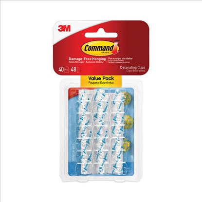 Clear Hooks and Strips, Plastic, Decorating Clips, 40 Clips and 48 Strips/Pack1