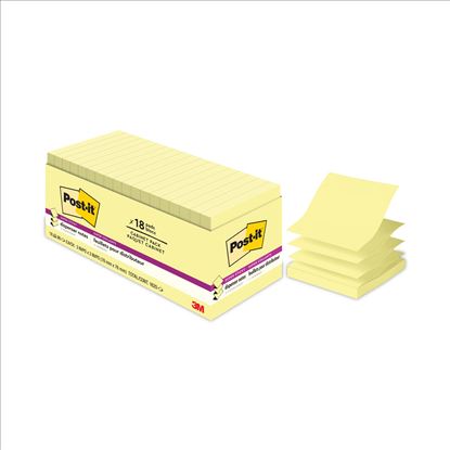 Pop-up 3 x 3 Note Refill, Cabinet Pack, 3" x 3", Canary Yellow, 90 Sheets/Pad, 18 Pads/Pack1