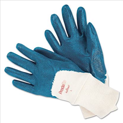 Predalite Nitrile Gloves, Cotton Lined, Blue/White, Large, 12 Pairs1