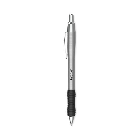 Profile Ballpoint Pen, Retractable, Medium, 1 mm, Black Ink, Black/Silver Barrel, 2/Pack1