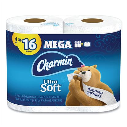 Ultra Soft Bathroom Tissue, Septic Safe, 2-Ply, White, 4 x 3.92, 244 Sheets/Roll, 4 Rolls/Pack1