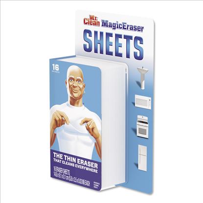 Magic Eraser Sheets, 3.5 x 5.8, 0.03" Thick, White, 16/Pack1