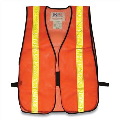 Hook and Loop Safety Vest, One Size Fits Most, Hi-Viz Orange with Yellow Prismatic Tape1