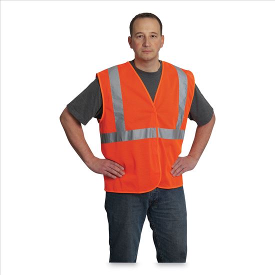 ANSI Class 2 Hook and Loop Safety Vest, Large, Hi-Viz Orange1