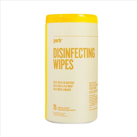 Disinfecting Wipes, 7 x 8, Lemon, 75 Wipes/Canister, 6 Canisters/Carton1