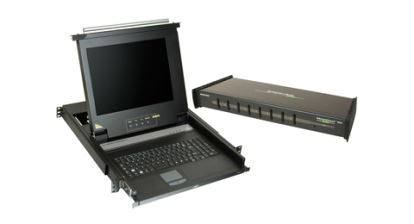 iogear LCD Console Drawer and 8-Port KVM Bundle KVM switch Black1