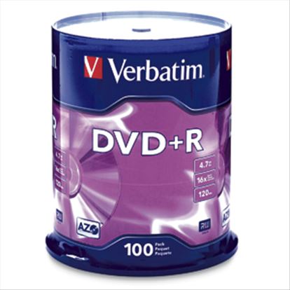 Verbatim DVD+R 4.7GB 16X Branded 100pk Spindle 100 pc(s)1